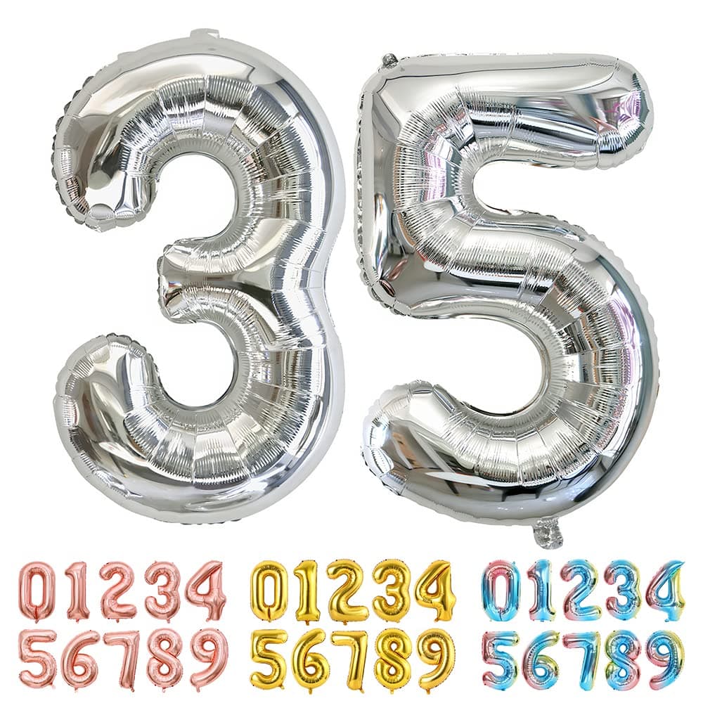 Foil Globo Número 5 Azul 40" (101cm), Inflable Helio o aire, Gigante Numeros 0-9, 10-19, 20-29, 30-100, Grande Globos Decoración para La Boda Aniversario y Cumpleaños Fiestas — view 466
