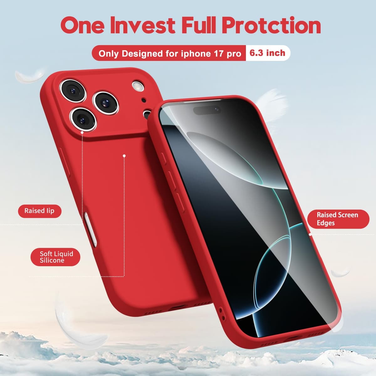 oakxco for iPhone 17 Pro Max Phone Case Liquid Silicone, Cute Thin Slim Grip Soft Rubber Gel for Women Men, Smooth Matte TPU Plain Solid Color Girly Simple Case with Camera Cover, Light Pink — view 920