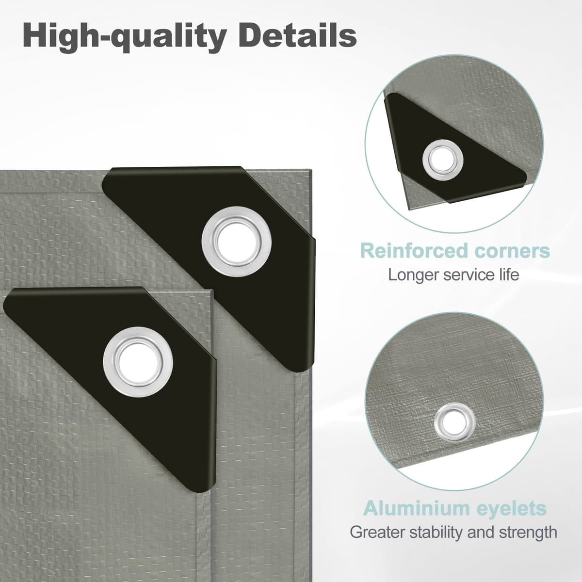 WOLTU Lona Impermeable Exterior PE 280g/m², Lona de Protección Toldo con Ojales de Aluminio, Duradera Resistente a Los Rayos UV Desgarros, Multiusos para Muebles Jardín Piscina Coche,Gris 3x3m — view 5