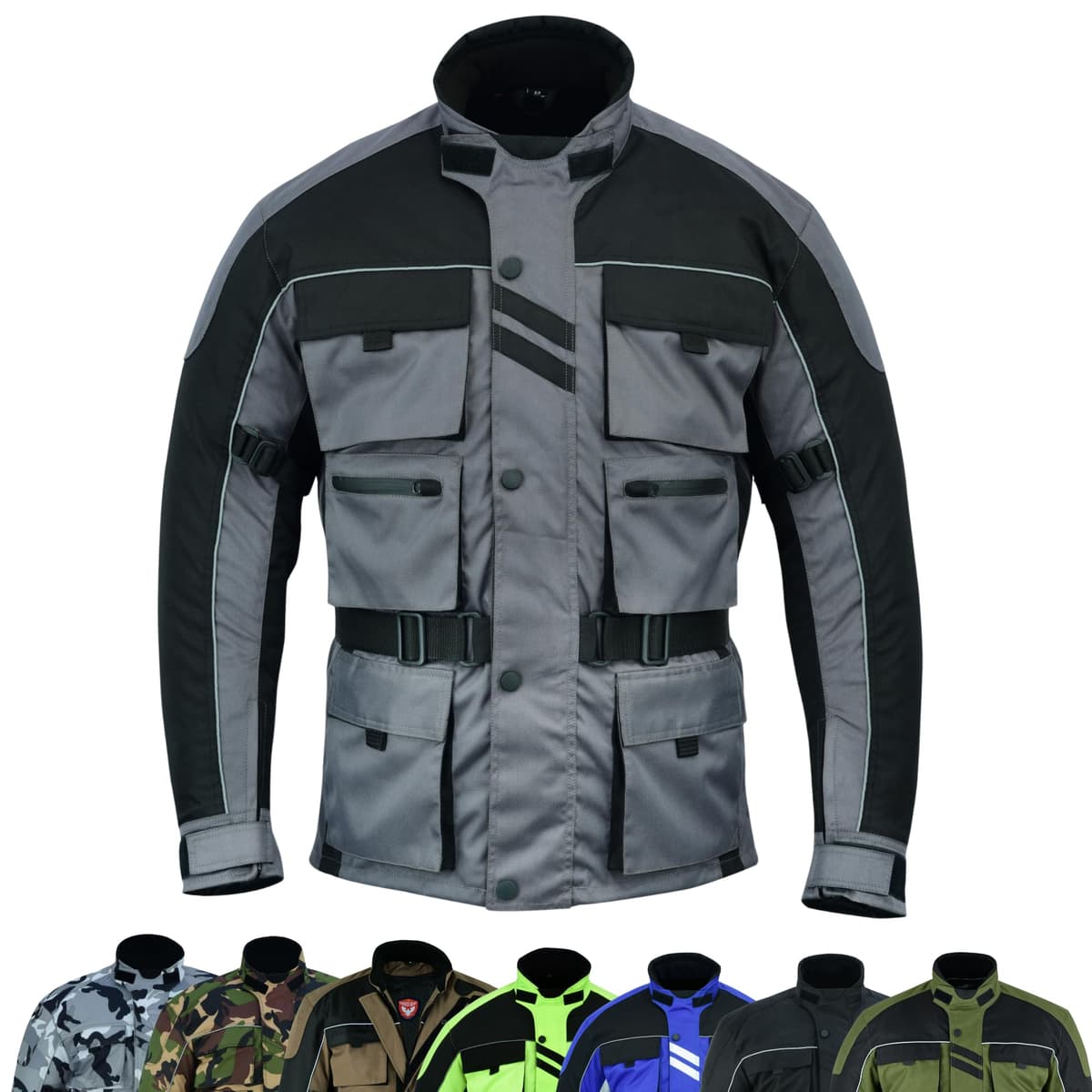6 Pockets Mens Motorcycle Jacket, Textile Racing Motorbike Jacket, Hi-Vis Biker CE Protective Armored Jackets Mens Waterproof & Mesh Lining Breathable — view 14