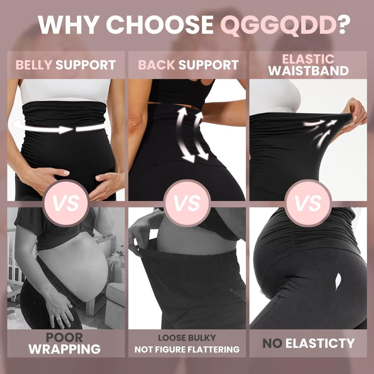 QGGQDD Maternity Biker Shorts Over Belly High Waisted for Pregnancy Yoga Workouts — view 4