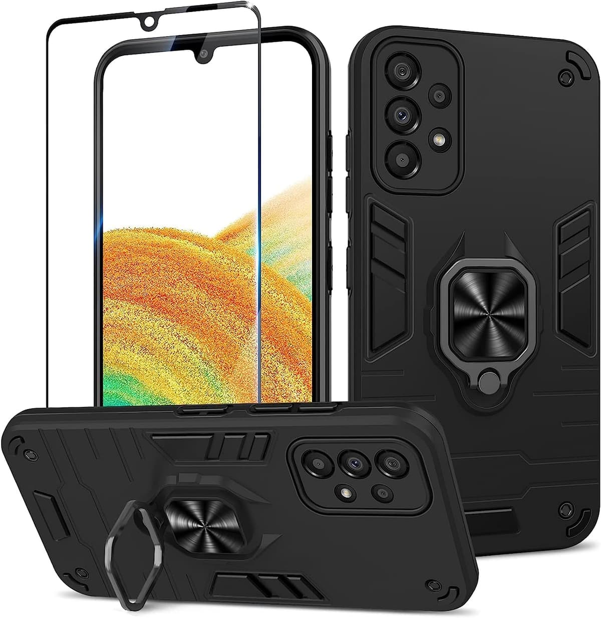 Funda para CMF Phone 2 Pro, Carcasa Antigolpes con Soporte anular metálico, Case Protectora de Grado Militar, Negro — view 1512