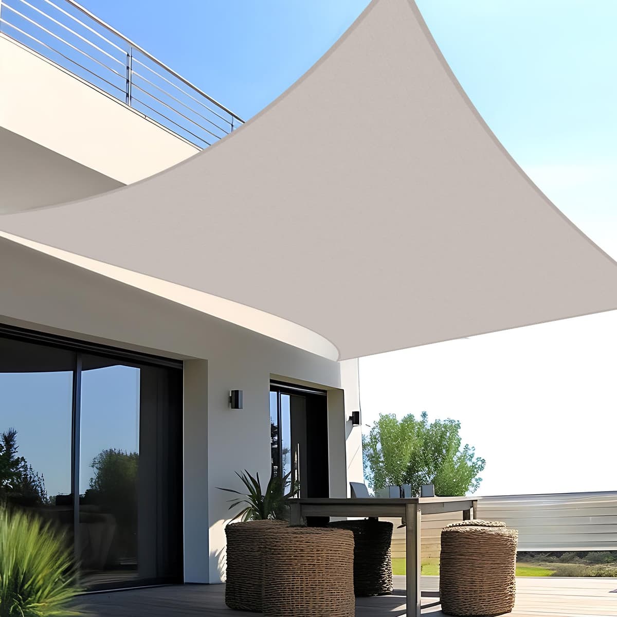 SUNNY GUARD Toldo Vela de Sombra Impermeable 3x3x3m Triangular a Prueba de Viento protección UV para Patio,Jardín, Exteriores, Terraza, Color Arena — view 31