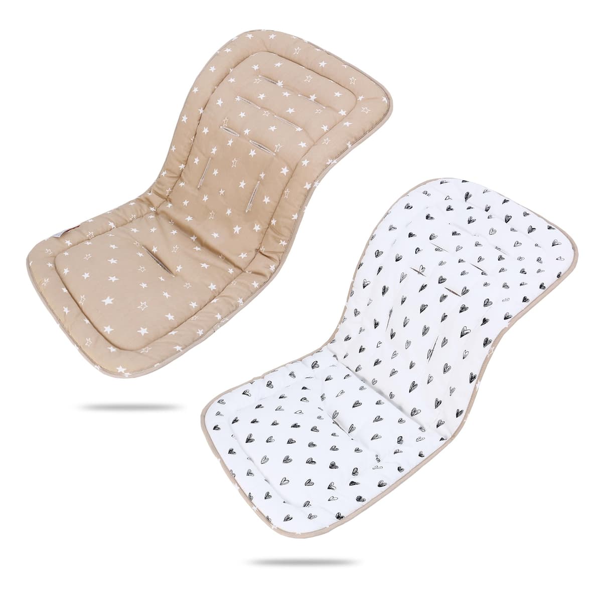 LAT Universal Pram Liner, Baby Pushchair Seat Liners, Cotton Double-Sided Use Baby Stroller Cushion Pad, Stroller Seat Pad for Toddler Infant 78x34cm (Beige+Pink) — view 10