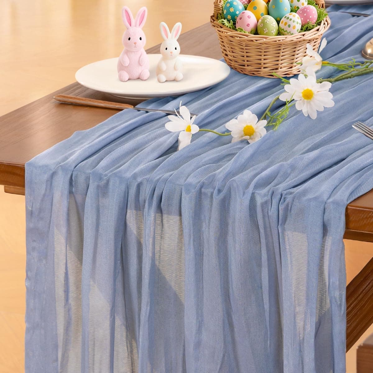 Socomi Beige Cheesecloth Table Runner Easter Spring Boho Rustic Gauze 120 inch 10FT Cheese Cloth Runner for Wedding Party Baby Shower Birthday Home Decor Holiday Decorations — view 19
