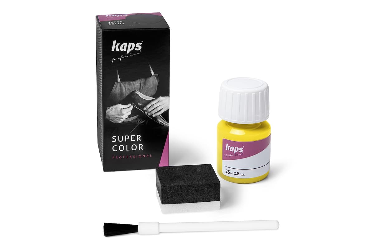 Tinte para Zapatos y Bolsos de Cuero y Textil con Esponja y Brocha, Kaps Super Color, 70 Colores (117 - azul marino) — view 71