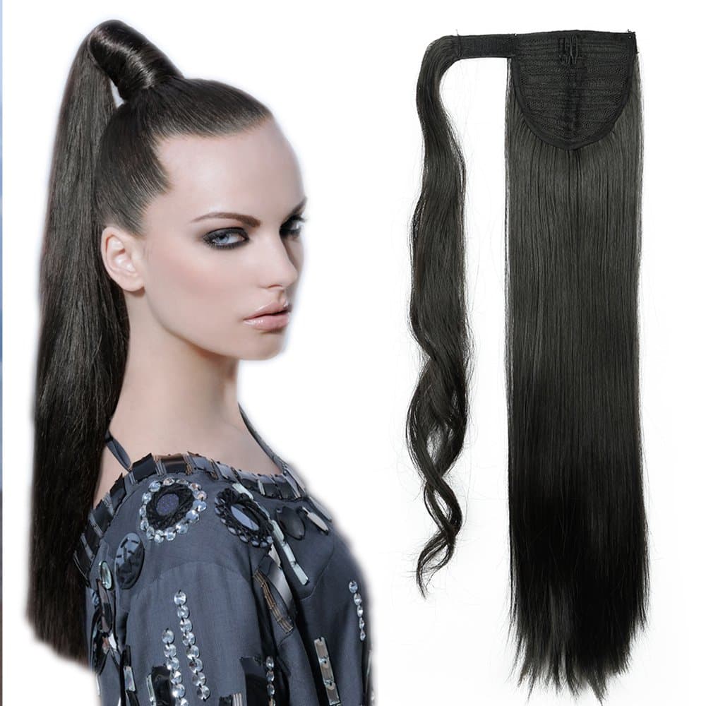 17"(43cm) SEGO Ponytail Long Synthetic Hair Looks Natural [Red Brown/Orange] Clip in Hair Extensions Curly Tail Ponytail Extension (90g) — view 80