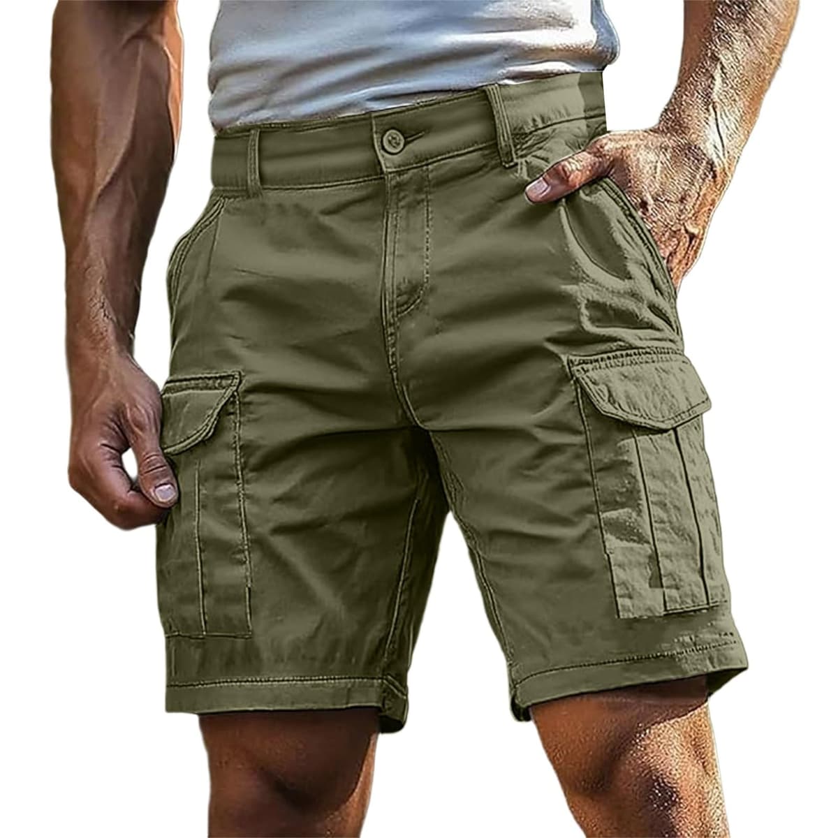 Pantalones Cortos Hombre Cargo Bermudas de Trabajo Deportivos Hombre Verano Cargo Cortos Casual Bermudas Shorts Running Deporte con Múltiples Bolsillos — view 8
