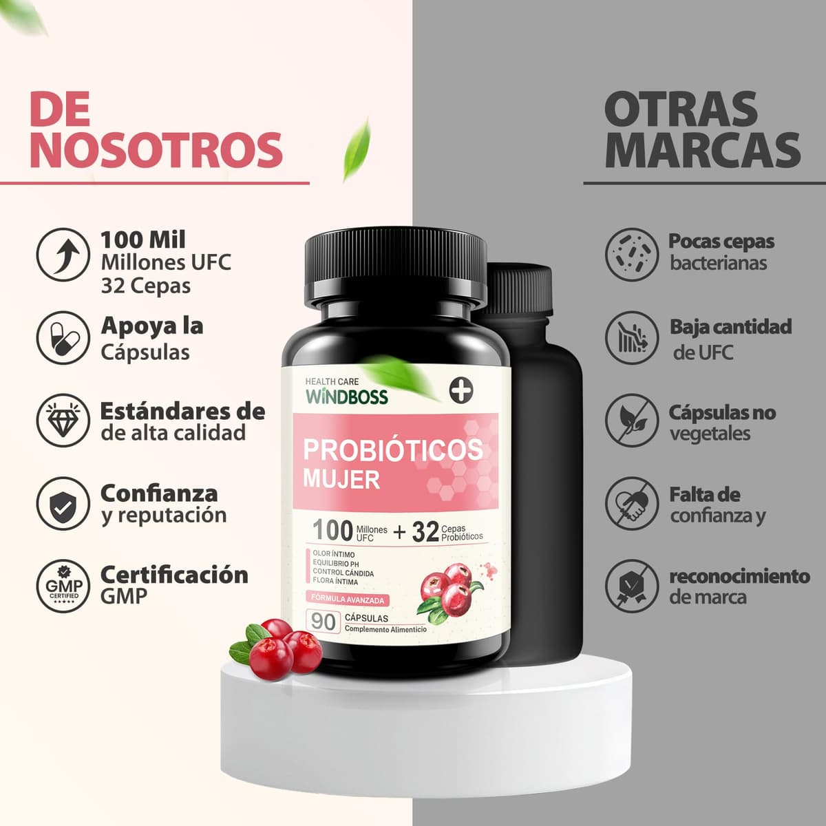 Probiotics for Women with 32 Strains with Prebiotics and Digestive Enzymes Support pH Balance Vaginal Probiotics Urinary and Digestive Tract Health Vegetable Capsules — view 4