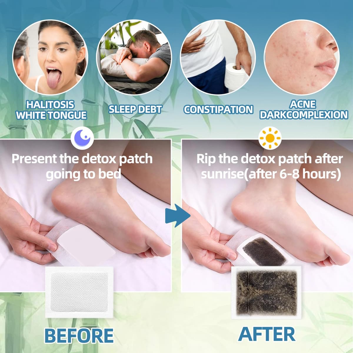 Inpumo Parches de desintoxicación para pies, almohadillas orgánicas naturales para eliminar toxinas, aliviar el estrés corporal, eliminar toxinas, limpieza profunda, mejorar la calidad del sueño — view 4