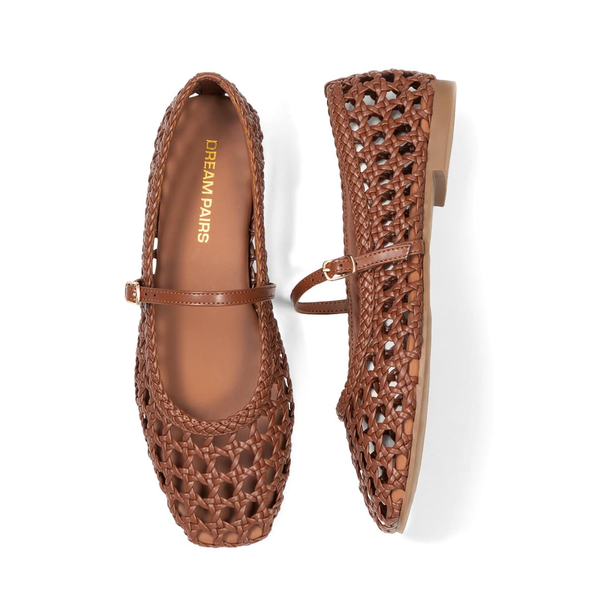 DREAM PAIRS Woven Ballet Mary Jane Flats for Women Dressy Comfortable Square Toe Ballerina Flats with Adjustable Buckle Strap for Work Casual Travel Daily — view 9