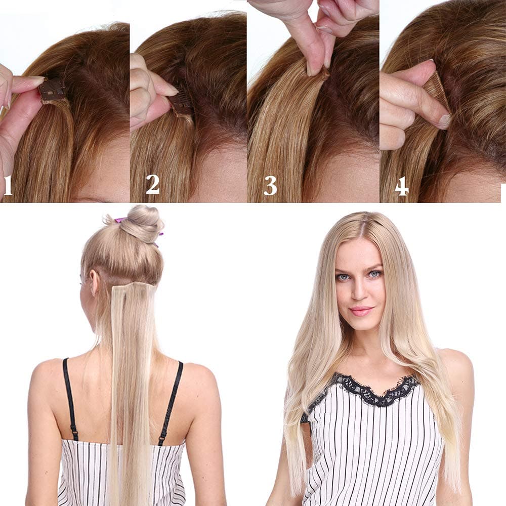 24"(60cm) SEGO Extensiones de Cabello Clip de Pelo Sintético Se Ve Natural 8 PCS [Sandy Rubio mezcla Blanqueador Rubio] Rizado Ondulado Largo Postizos Pelucas (140g) — view 6