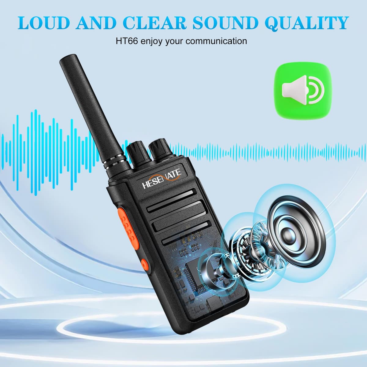 HESENATE Walkie Talkies for Adults, HT66 Long Range PMR446 Handheld 2 Way Radio with Rechargeable USB-C Charger, 16 Channels, 1200mAh Battery (4 Pack, Black) Ideal for Family, Camping, Hiking, Work — view 2