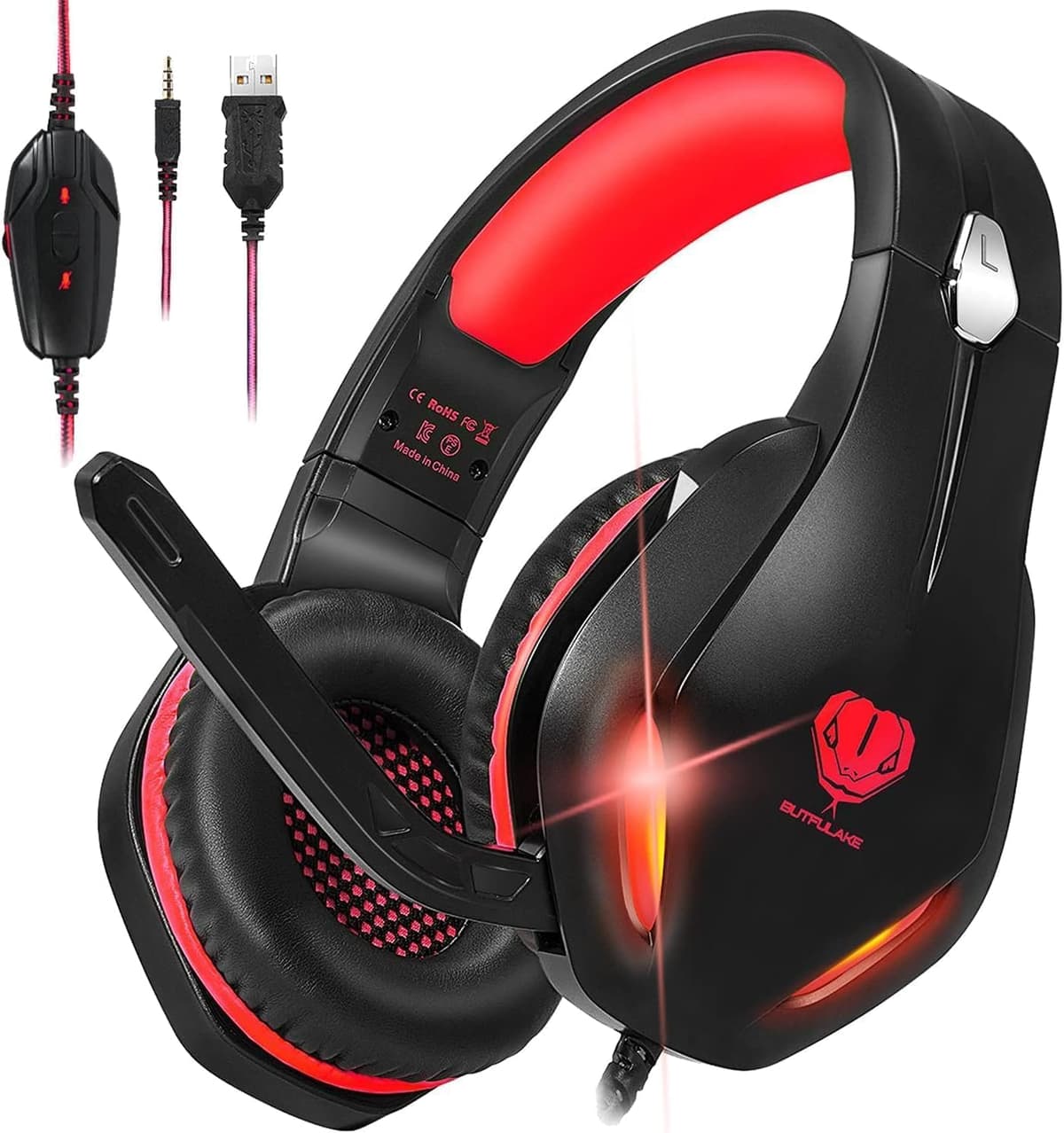 Stynice Gaming Headset with Microphone for Xbox PS5 PS4 PC - 3.5mm Jack Wired Headphones with Noise Cancelling Mic & LED - 50mm Audio Drivers & Soft Earpads — view 10
