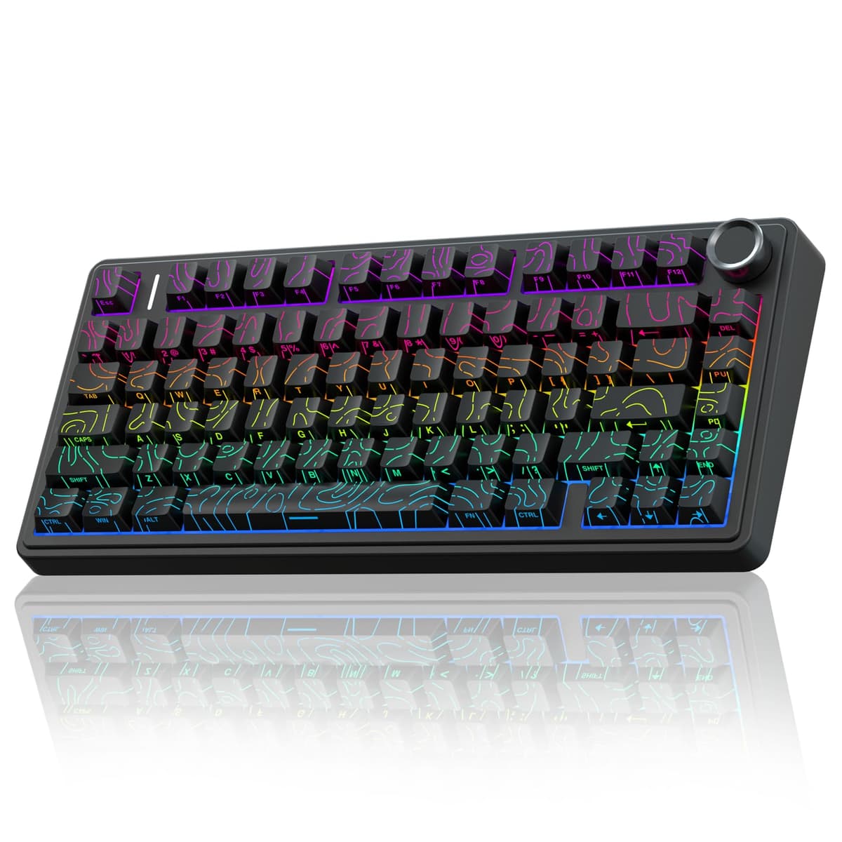 AULA F75 75% Wireless Mechanical Keyboard,2.4Ghz/Type-C/BT5.0 Gaming Keyboards,Advanced Structure,RGB Backlight,Hot Swappable Custom Keyboard for PC/Mac (Cool Black) — view 12