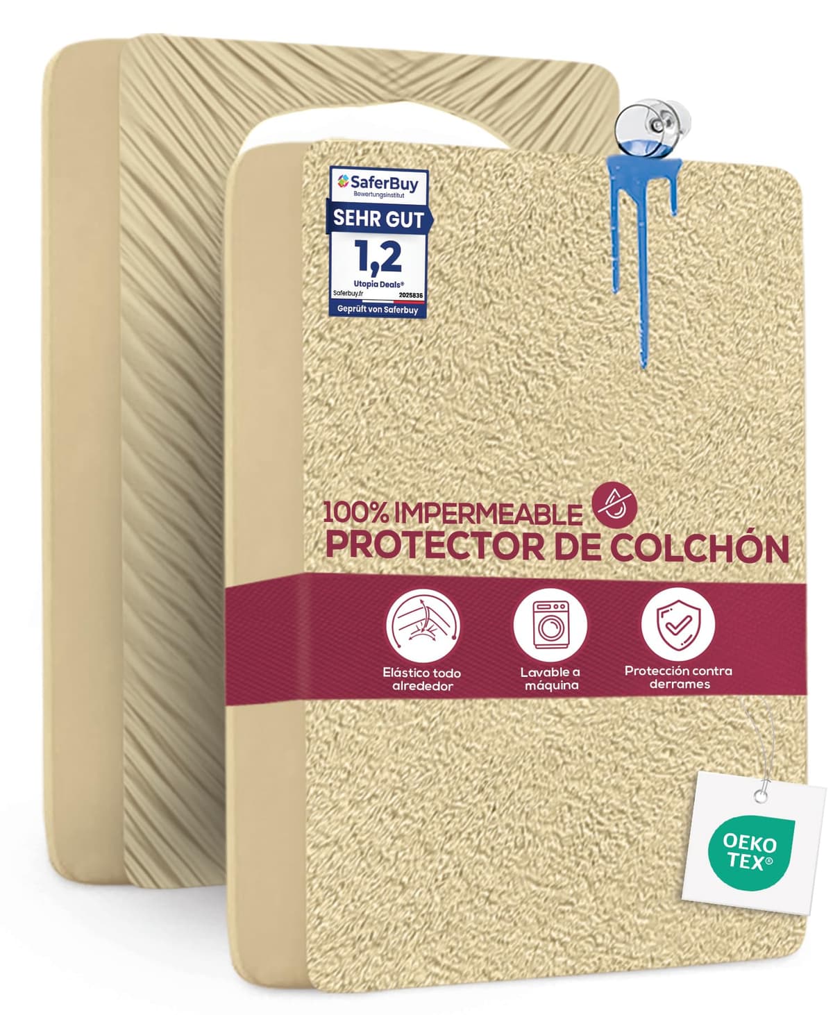 Utopia Bedding Protector Colchón 90 x 190 x 40 cm Impermeable, Certificación Oeko-Tex Funda Colchón, Cubre Colchón Transpirable, Elástico En Todo El Contorno — view 10