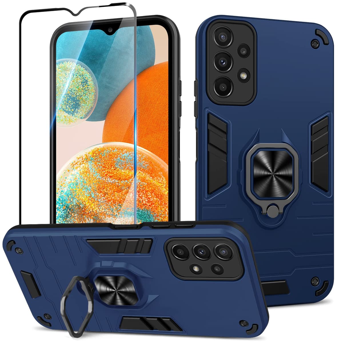 Funda para CMF Phone 2 Pro, Carcasa Antigolpes con Soporte anular metálico, Case Protectora de Grado Militar, Negro — view 345