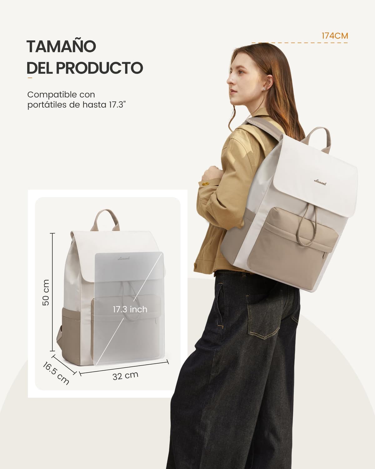 LOVEVOOK Mochila Portatil Mujer 15.6/17 Pulgadas, Mochila Mujer Impermeable Antirrobo con Puerto USB para Universidad Escolares Viaje Trabajo Negocios Profesora — view 2