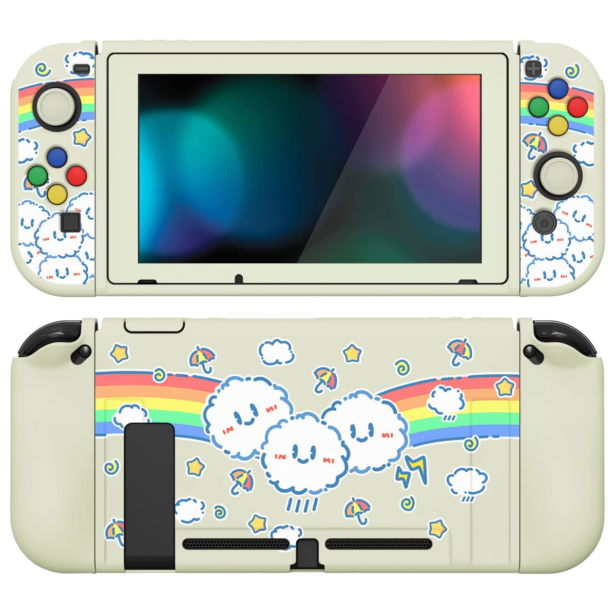 playvital ZealProtect Soft Protective Case for Nintendo Switch, Flexible Cover Protector for Switch with Screen Protector & Thumb Grip Caps & ABXY Direction Button Caps - Cherry Bunny & Cherry Bear — view 21