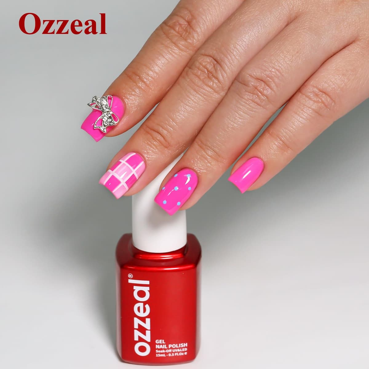 Ozzeal Neon Gel Polish, 15ML Neon Pink Gel Nail Polish Spring Summer Soak off LED UV Art Starter Manicure Salon DIY Design — view 5