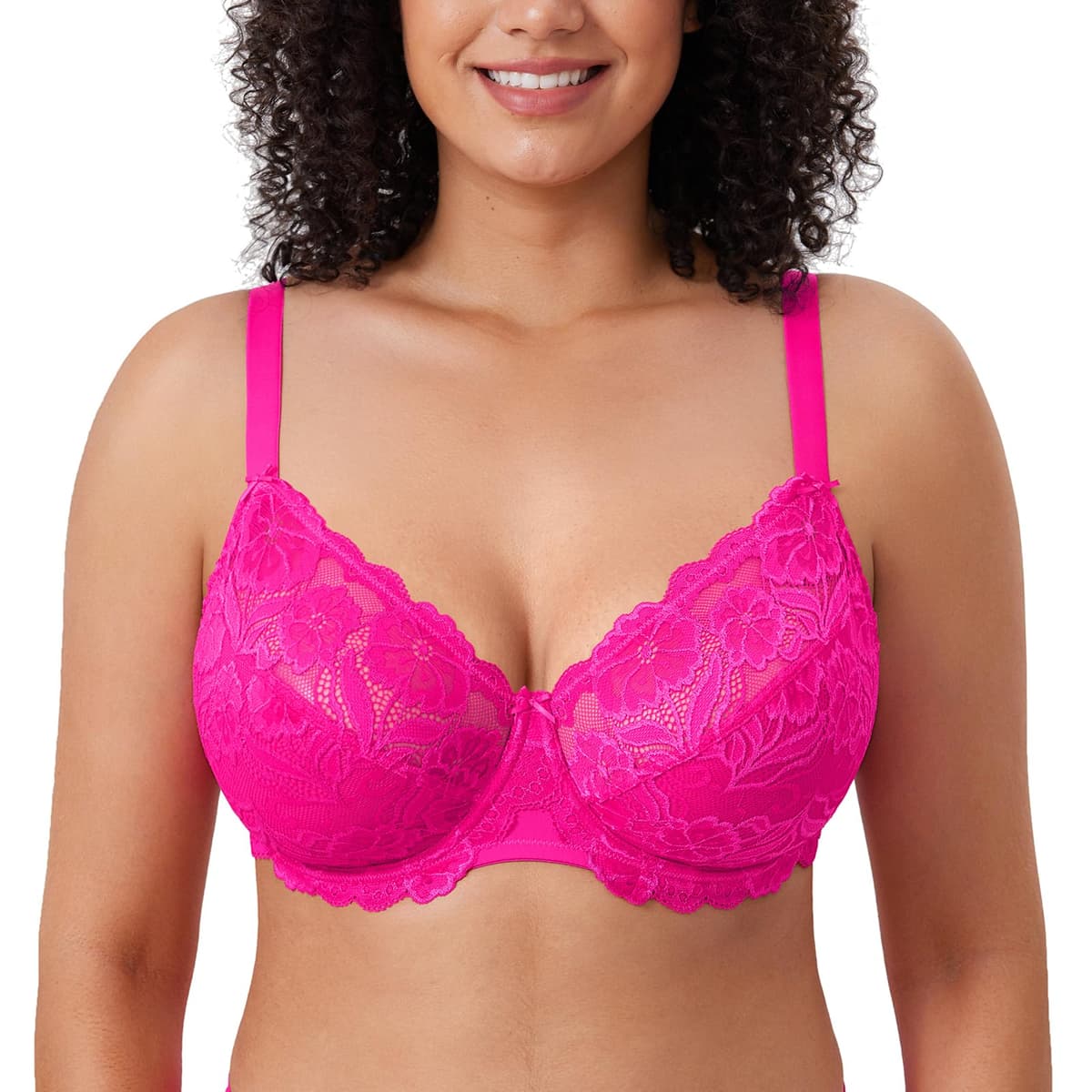 Delimira Women's Full Coverage Non-Foam Floral Lace Plus Size Underwired Bra — view 17