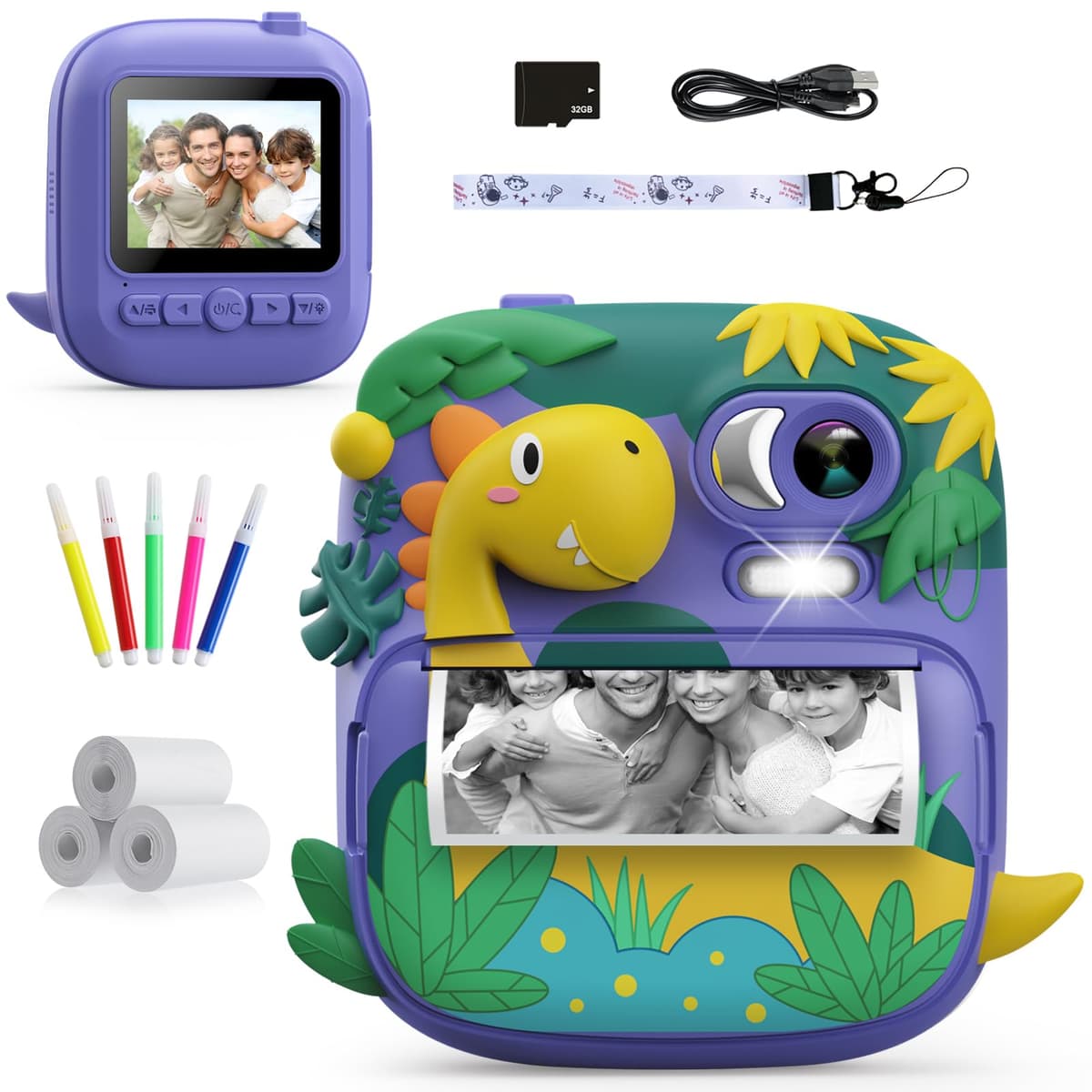 Camara Fotos Infantil Instantanea, CAMCLID 2,4 Pulgada Cámara Instantánea para Niños con Tarjeta de 32GB, Regalo para Niños de 3 a 12 Años(Verde) — view 9