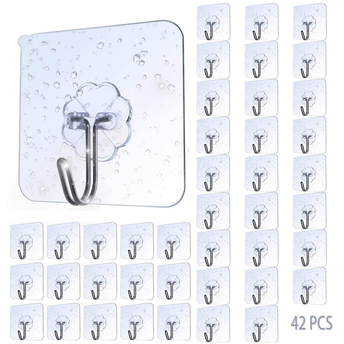AOMEES Adhesive Hooks Heavy Duty Wall Hooks 8kg (Max) Self Adhesive Hook 12pcs — view 6