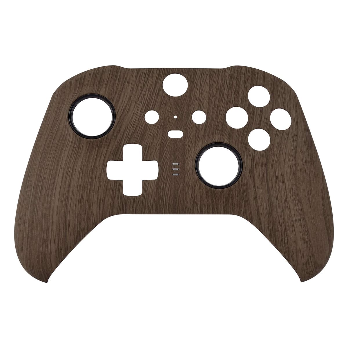 eXtremeRate Wood Grain Patterned Faceplate Cover, Soft Touch Front Housing Shell Case Replacement Kit for Xbox One Elite Series 2 Controller Model 1797 - Thumbstick Accent Rings Included — view 3