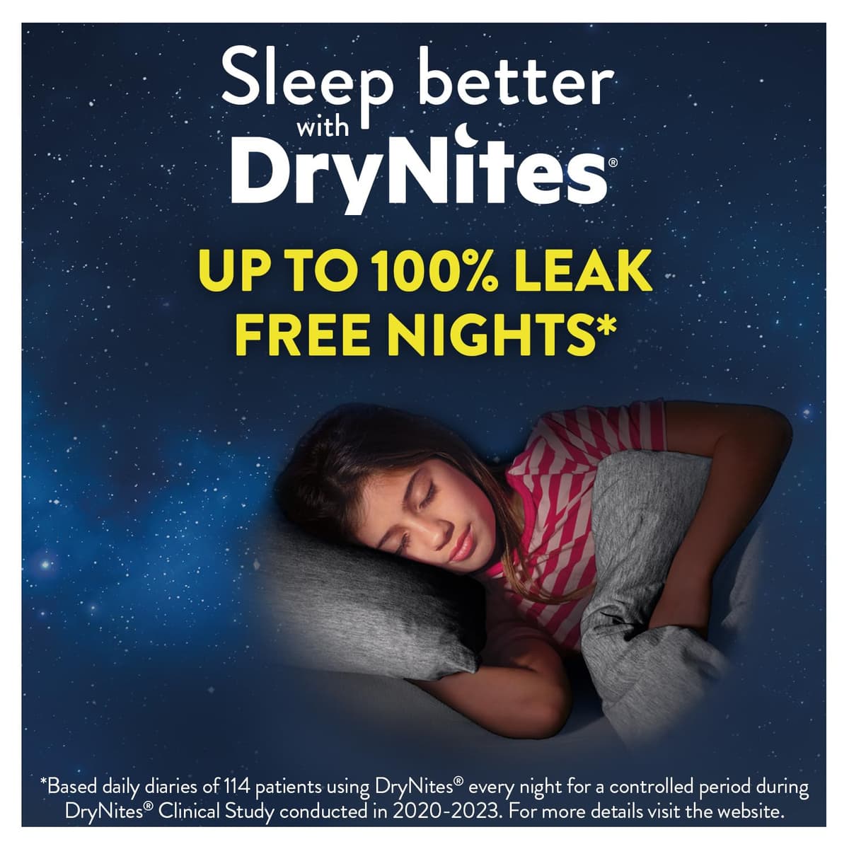 HUGGIES DryNites Pyjama Pants, Girl's 4-7 Years (17-30KG), 30 x Bedwetting Pants, Up to 100% Leak Free Nights — view 3
