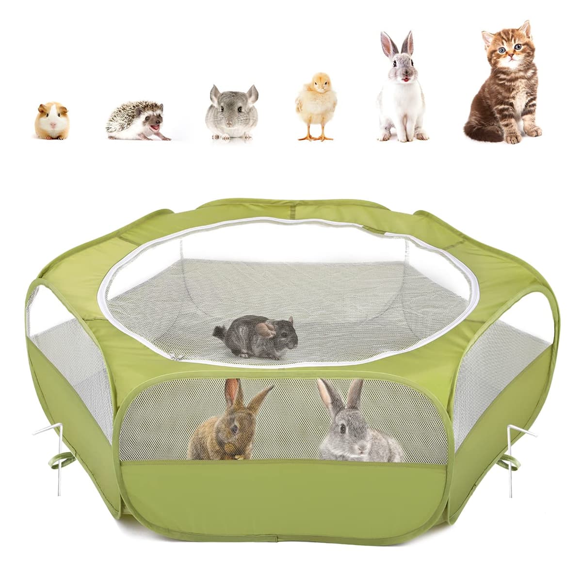 Pawaboo Valla de Animales Portátil de Oxford, Parque de Animales Plegable con Tres Varillas Metálicas y Amplia Abertura para Erizos Ardillas Gatos Dragón y Conejos - Púrpura