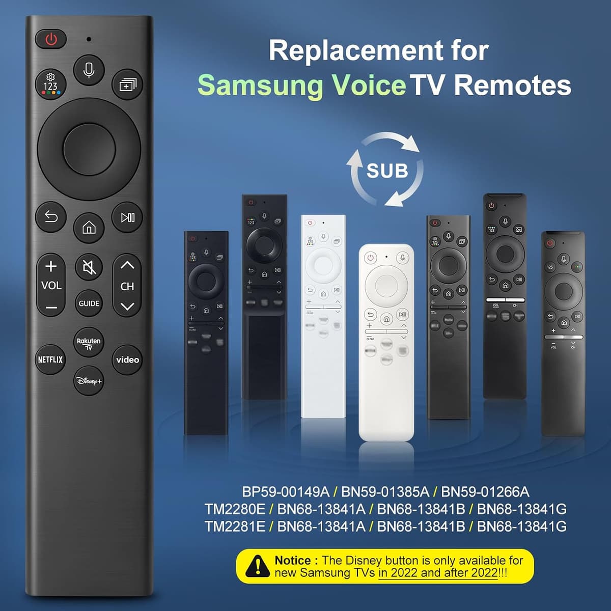 Voice Replacement for Samsung-Smart-TV-Remote, for Samsung Smart TVs with Voice Function with Shortcut Buttons — view 2