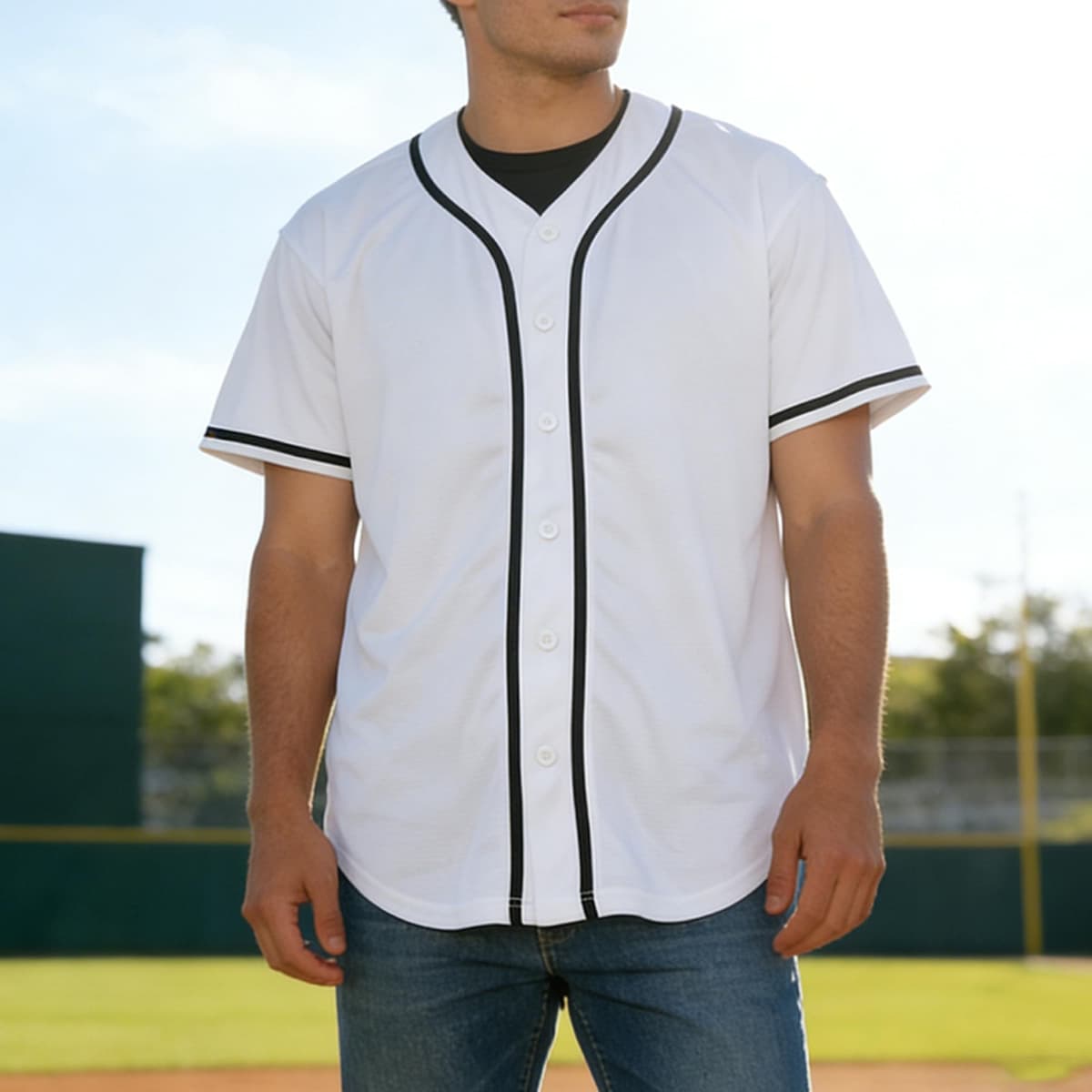 Camiseta de béisbol en blanco, camiseta casual de manga corta con botones — view 19