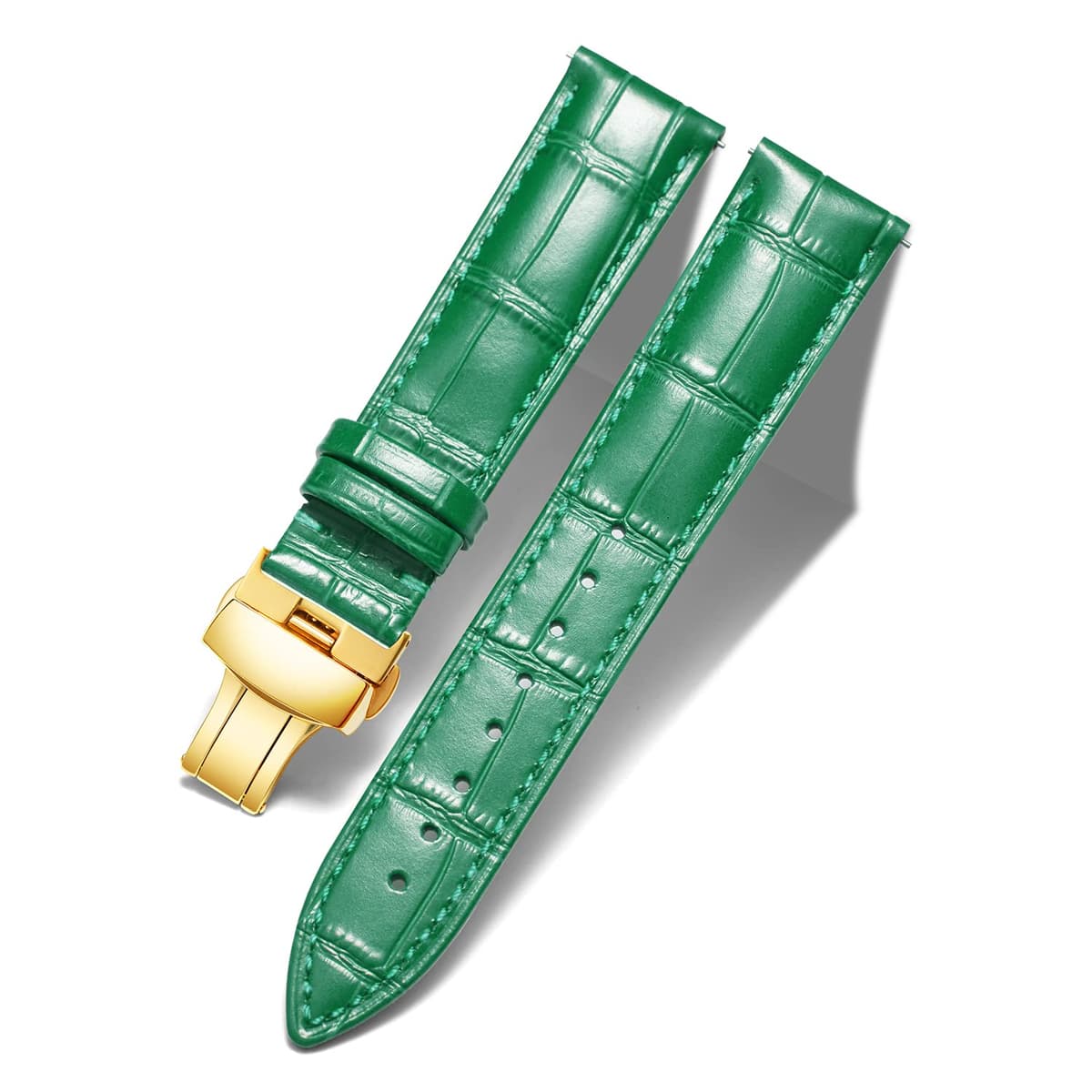 BINLUN Correa de Reloj de Cuero Correa de Piel Repuesto para Hombres/Mujeres con Hebilla de Despliegue Mariposa Plata/Oro/Oro Rosa 12mm-24mm 10 Colores — view 26