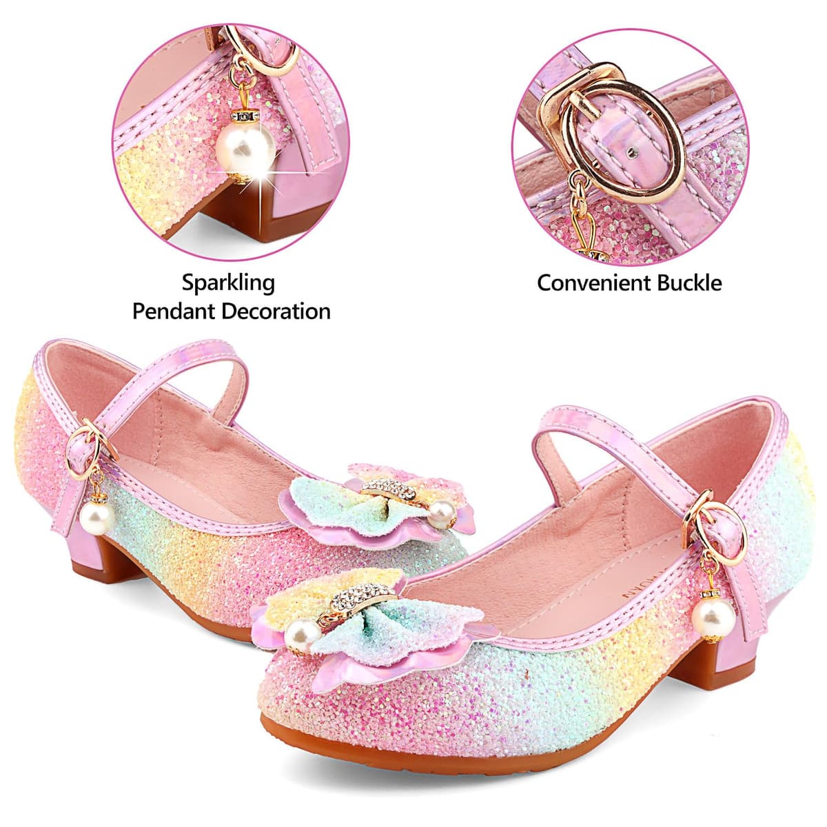 Girl's Princess Mary Jane Pump Shoes - Pink Silver Blue Purple White - Size 12 Months — view 5