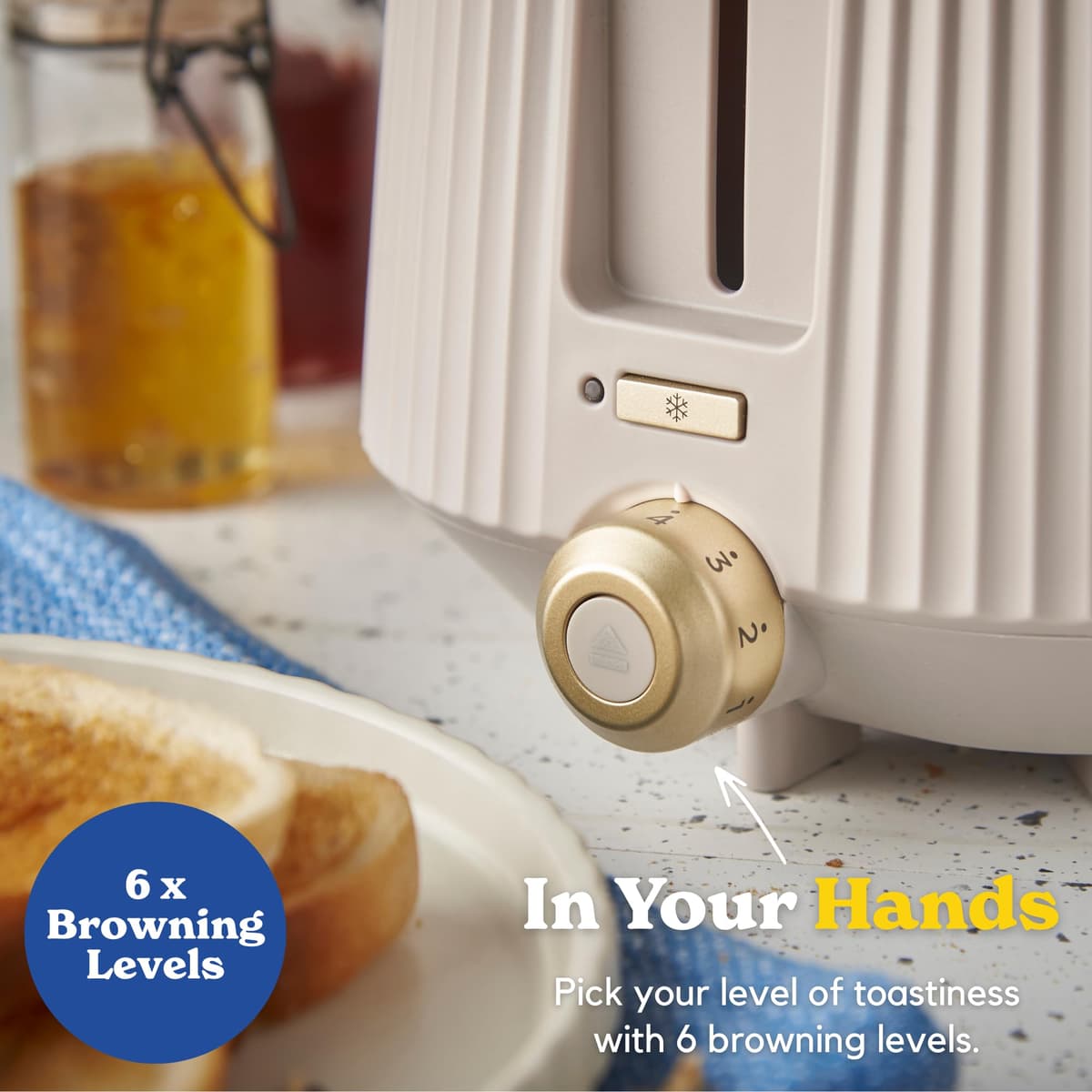 Russell Hobbs 4 Slice Toaster [1960W, Frozen/Cancel/Reheat function with Indicator light] Brontë Stone (Extra wide slots, 6 Browning levels, Lift & Look function, Lift high feature) 26771 — view 4