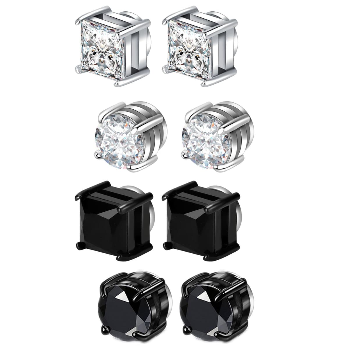 Magnetic Earring Studs Stainless Steel Fake Earring Non Piercing for Women Men Clips On Earrings Silver Black — view 14
