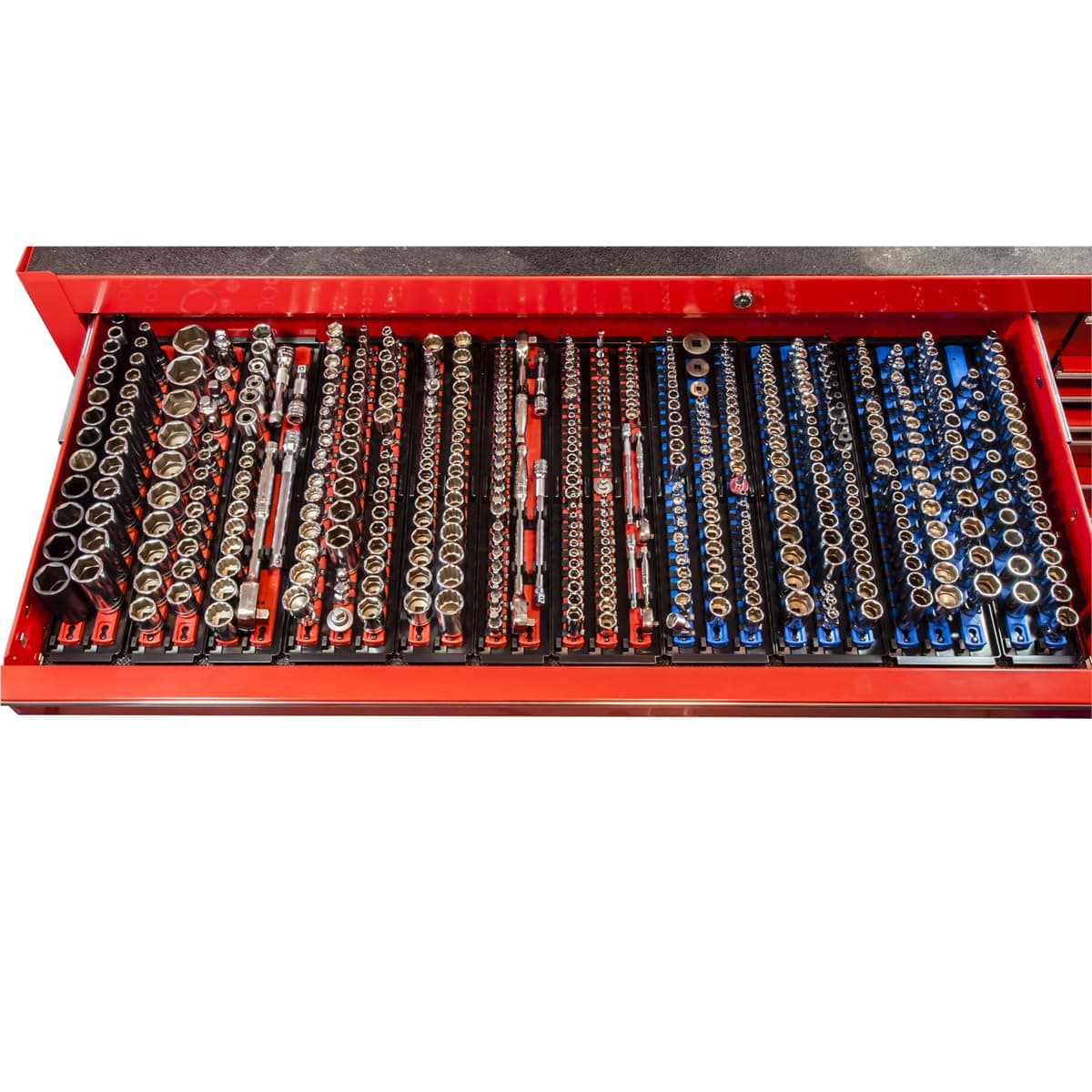 Ernst Manufacturing Twist-Lock Socket Boss Premium 2-Rail 1/2-Inch-Drive Socket Organizer, 13-Inch, Blue (8497) — view 3
