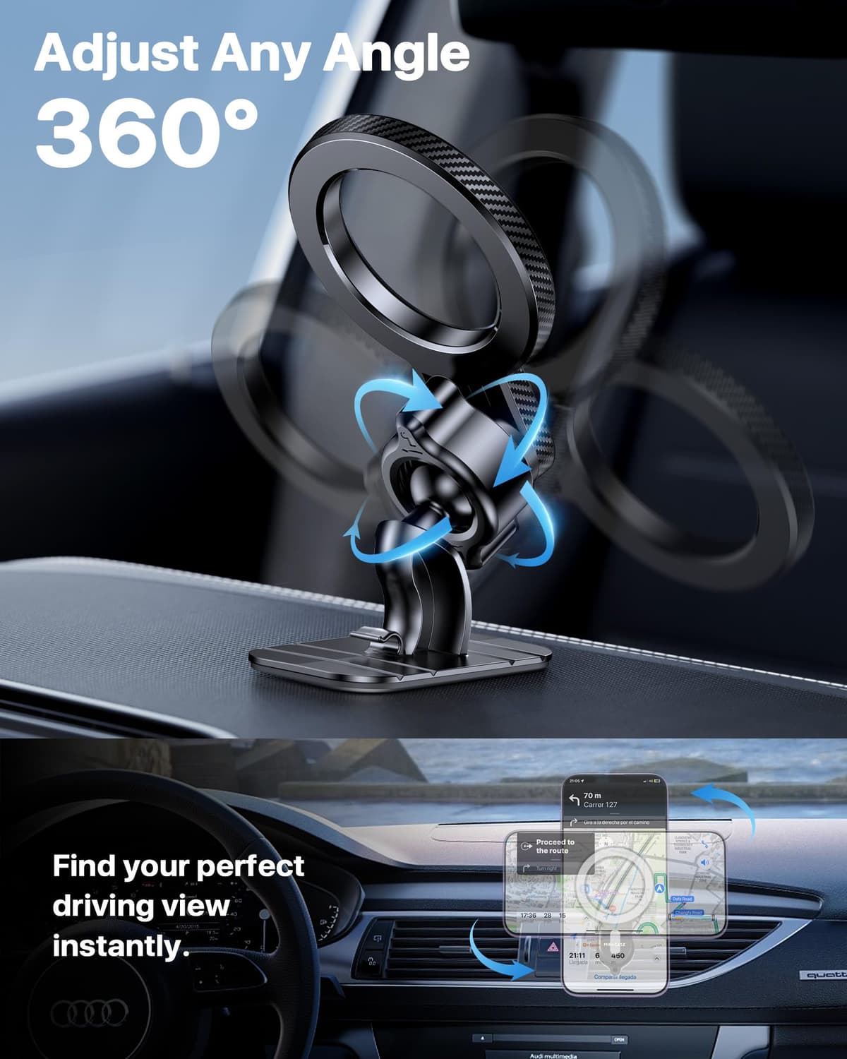 Miracase for MagSafe Car Mount【Won’t Block Vent & 20 Strongest Magnets】 Magnetic Phone Holder for Car Phone Holder Mount Dash for Car Accessories for Women Men for iPhone 17 Pro Max Air 16 15 14 13 12 — view 8