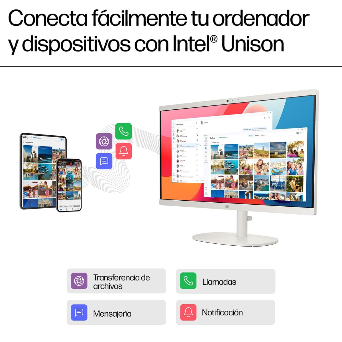 HP All-in-One 22-dg0014ns - Ordenador de 21.5" (Intel N100, 8GB RAM, 256GB SSD, Intel UHD Graphics, Windows) - White - Teclado QWERTY Español — view 5