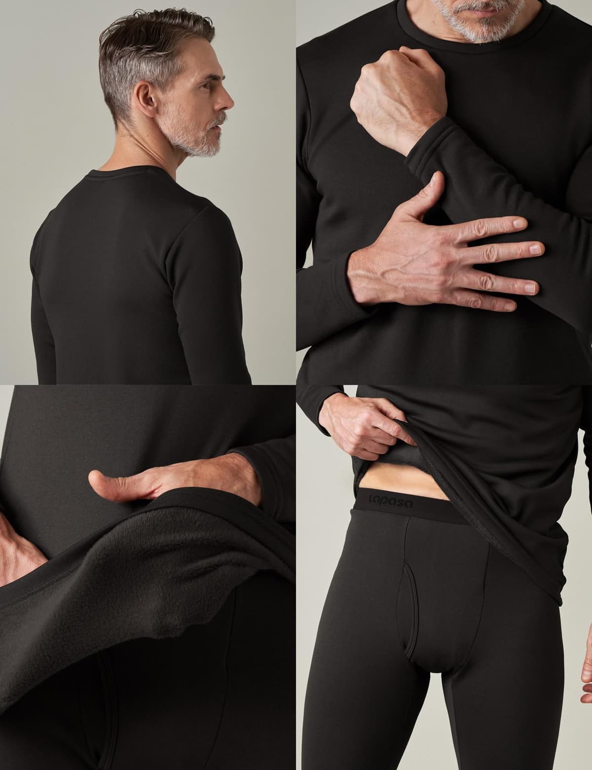 LAPASA Ropa Termica Hombre Conjunto Interior Termico Camiseta Manga Larga y Pantalón Largo Ligero/Cálido/Extra Cálido M11/M24/M57 — view 4