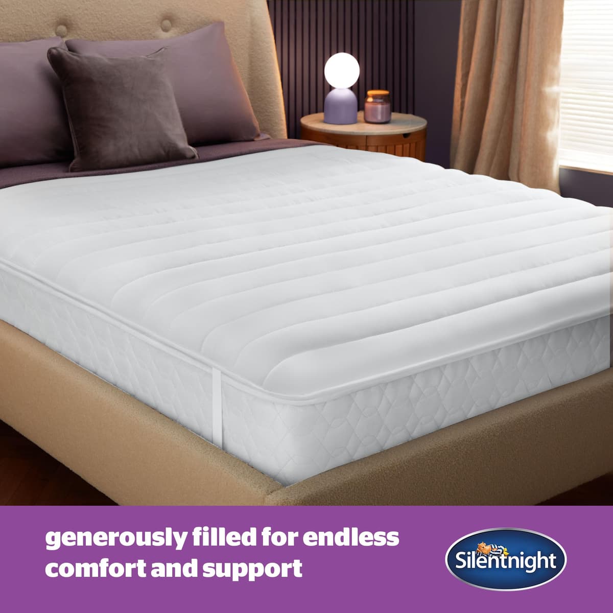 Silentnight Deep Sleep Mattress Topper Double Bed - Soft Supportive Comfortable Durable Bed Topper with Easy Fit Elasticated Straps - Hypoallergenic and Machine Washable - Double - 190x135cm — view 2
