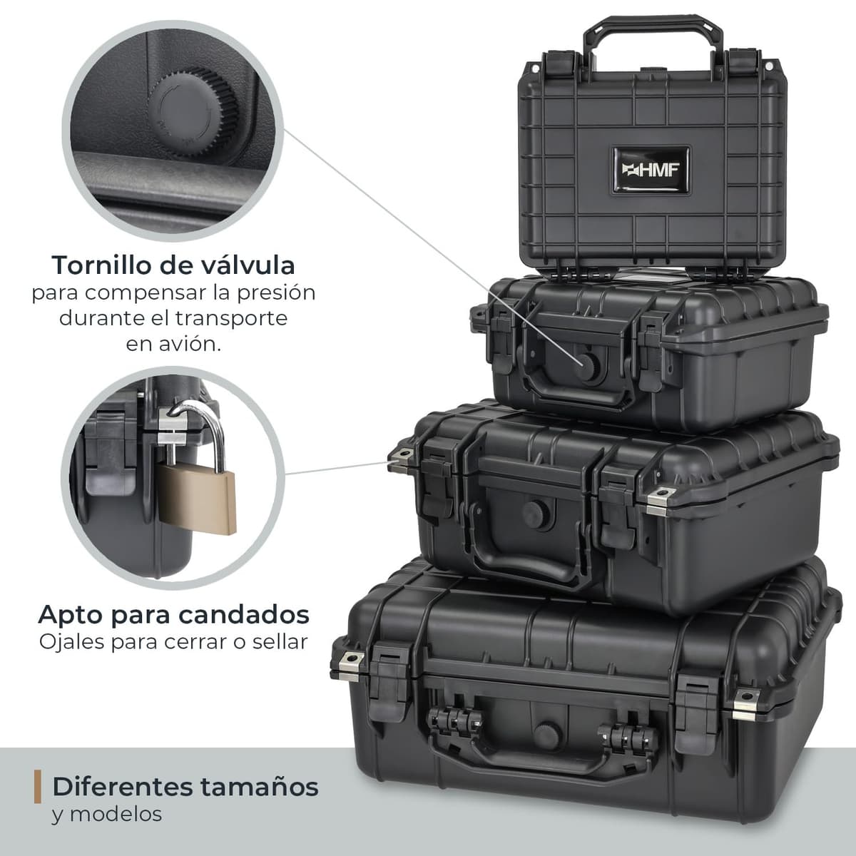 HMF Maletín Fotográfico Exterior, Estuche de Transporte con Espuma Troquelada | 34 x 29,5 x 15,5 cm — view 6