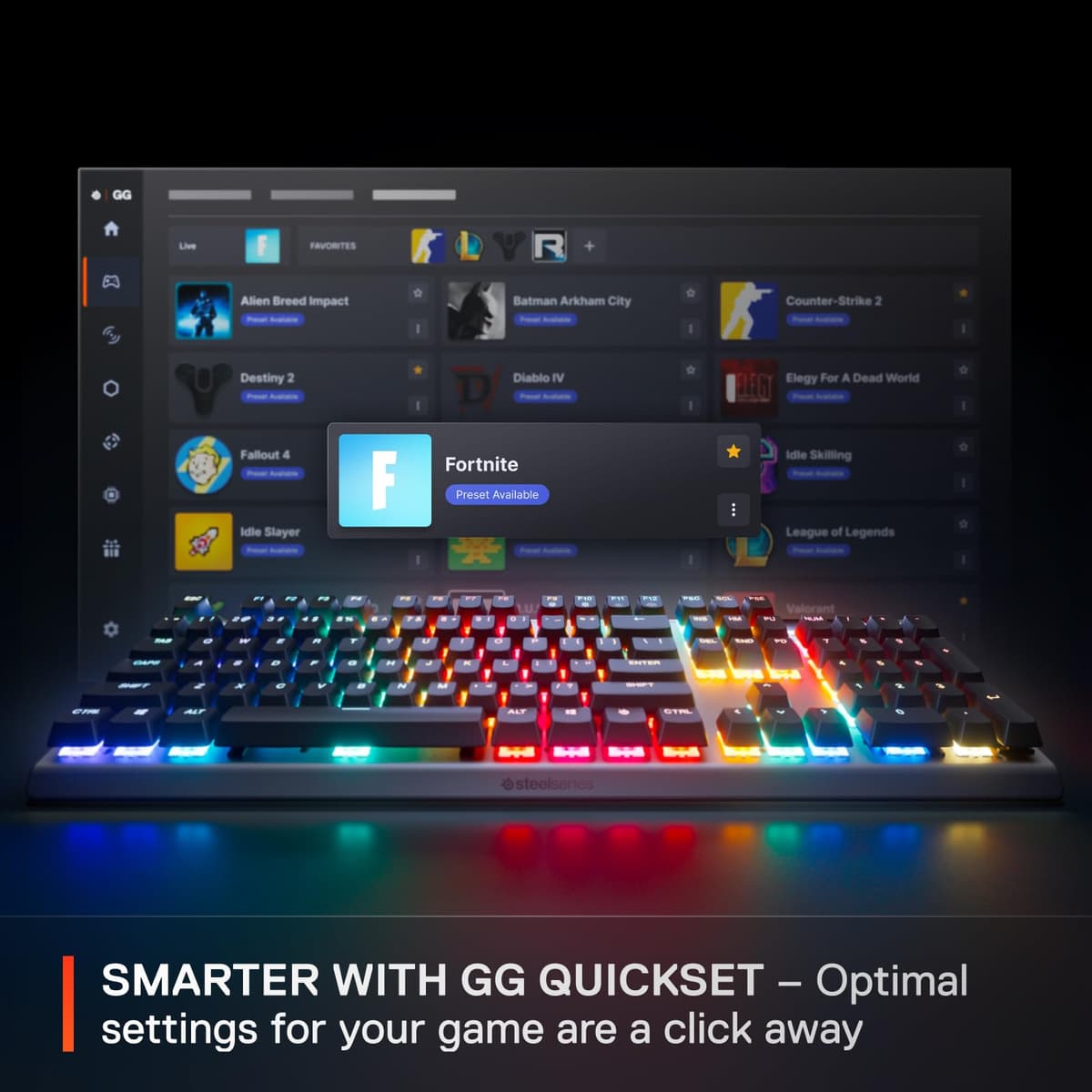 SteelSeries Apex Pro Gen 3 - Gaming Keyboard - Hall Effect Switches; OmniPoint 3.0 - Adjustable Actuation - Game-Ready Presets - Rapid Trigger, Protection Mode, Rapid Tap/SOCD - English QWERTY — view 5