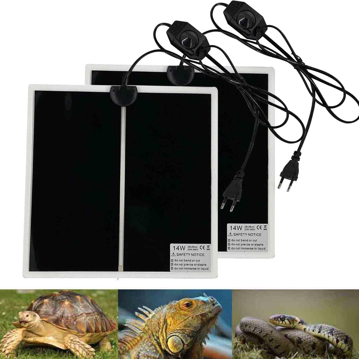 Manta Calefactora para Reptiles, 2 PIEZAS Almohadilla Térmica para Reptiles con Temperatura Ajustable para Reptiles Tortuga Serpientes Lagartos Geckos -Tapetes Térmicos para Terrarios(28x15CM) — view 8