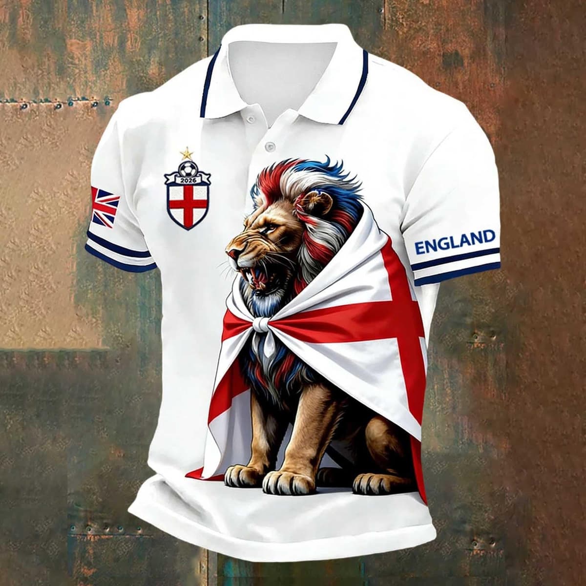 Men's England Football Shirt 2026 World Cup Shirts Polo Clear Printed Tops Mens Soccer Clothing Stretchy Jersey Men Lightweight Poloshirt Breathable Comfortable — view 2