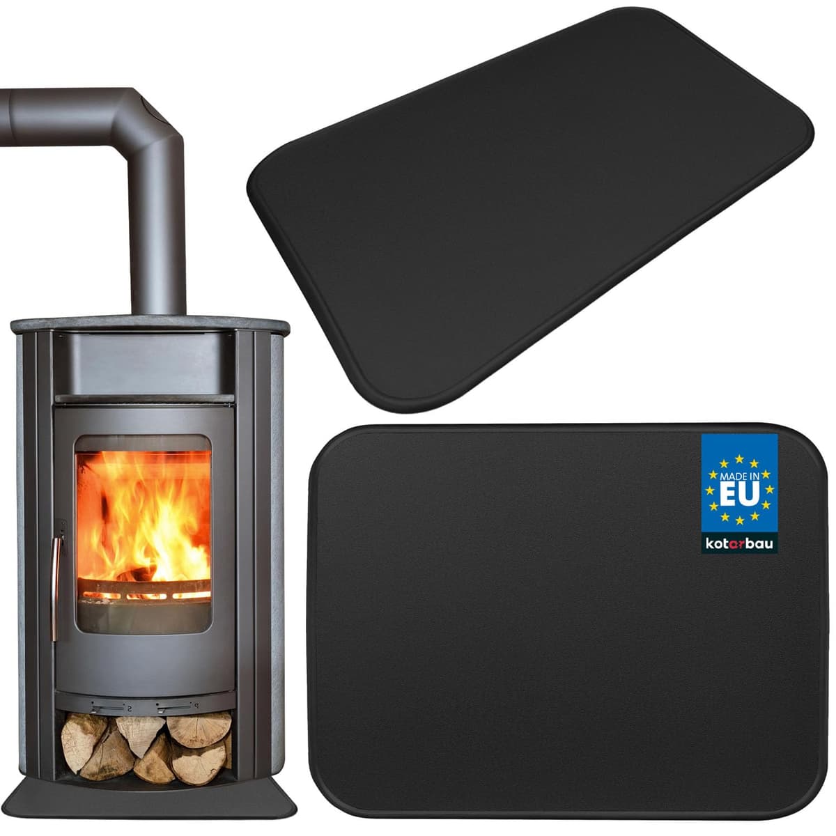 KOTARBAU® - Placa de suelo de chimenea (60 x 80 cm, acero revestido, color negro, protección contra chispas para chimenea y horno
