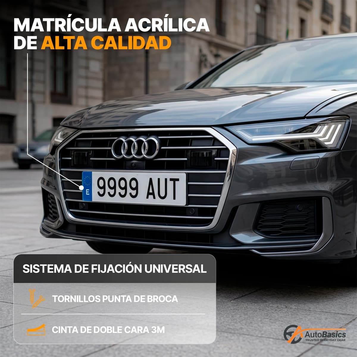 Matrícula Acrílica Homologada 52x11 CM | Matrícula de Coche Universal Europea | Material Resistente y Elegante | Fácil y Rápida Instalación (1 Unidad) — view 2