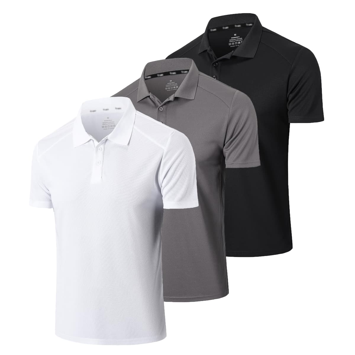 Gaiatiger Paquete de 3 Polos para Hombre, Absorbe la Humedad, Dry fit, atlético, de Manga Corta, para Golf