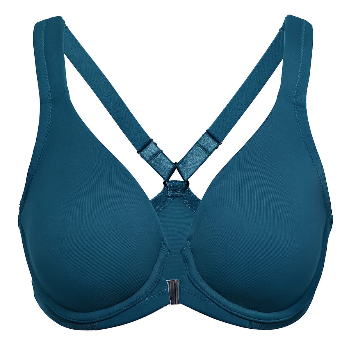 Delimira Women's Front Fastening Bras Seamless Unlined Racer Back Plus Size Underwired Plunge Bra — view 21