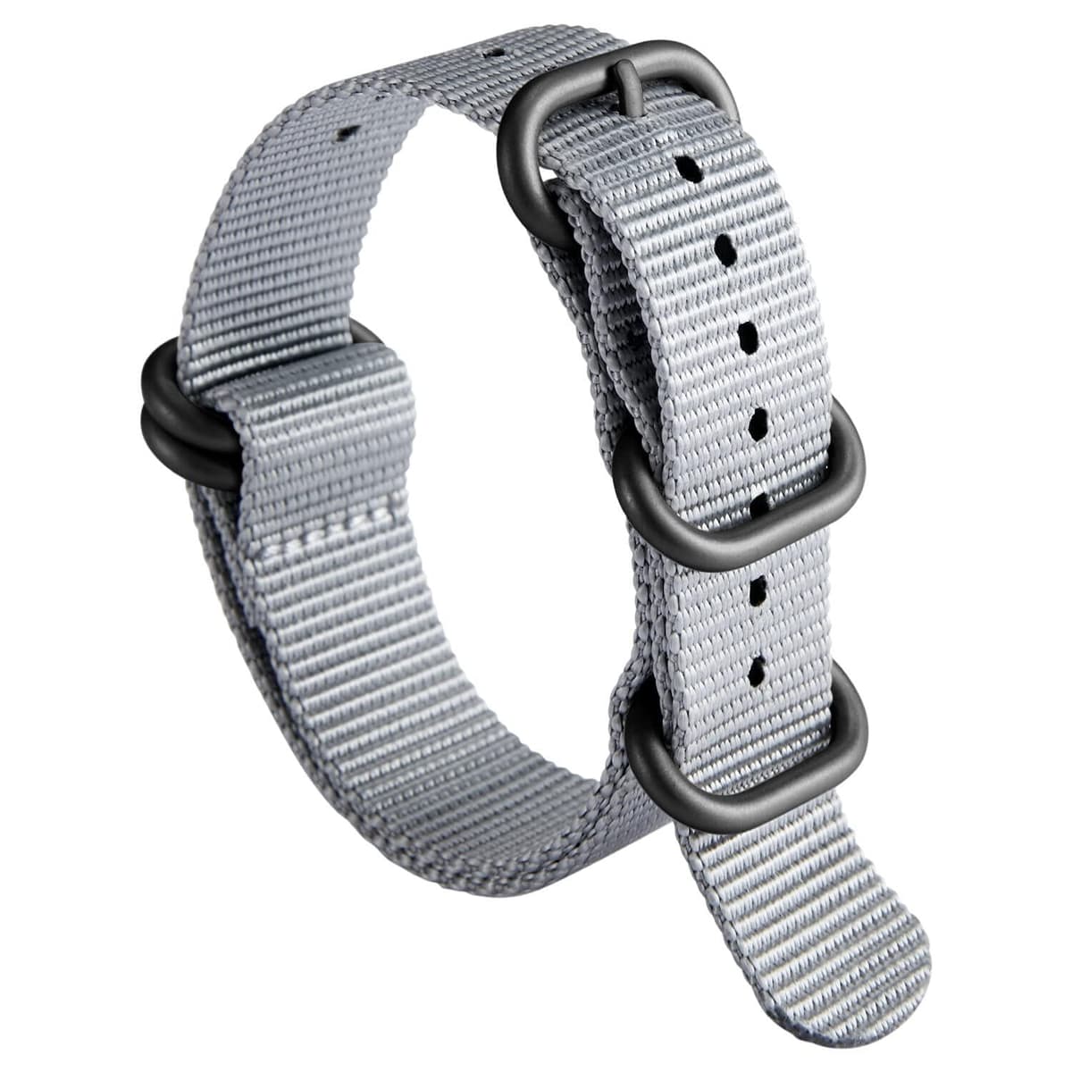 BINLUN Correa de Reloj de Nylon Military G10 Ballistic Nailon Bandas Multicolor para Hombres Mujeres 18mm 19mm 20mm 21mm 22mm 23mm 24mm con Hebilla de Acero Inoxidable Plateado/Negro